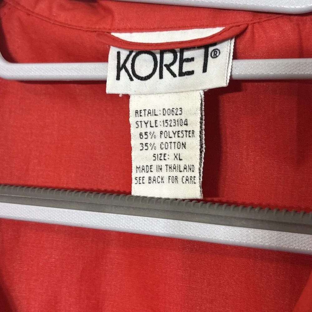 EUC Vintage Koret Womens Jacket Size XL Red Snap Front Lightweight‎ Windbreaker